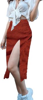 HIGO FASHION Women's Leopard Maxi Skirt,High Waist Stretch